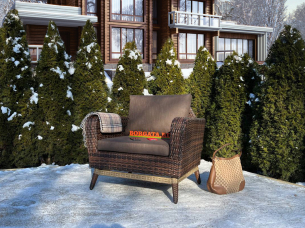 Кресло для отдыха 96*90*80 BABYLON LUX brown/nature на балкон или в беседку