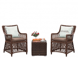 Чайно-кофейный комплект мебели PROVENCE brown на 2 персоны из искусственного ротанга