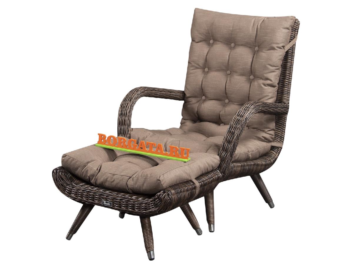 Кресло с пуфом MAGDA brown для лаунж зоны
