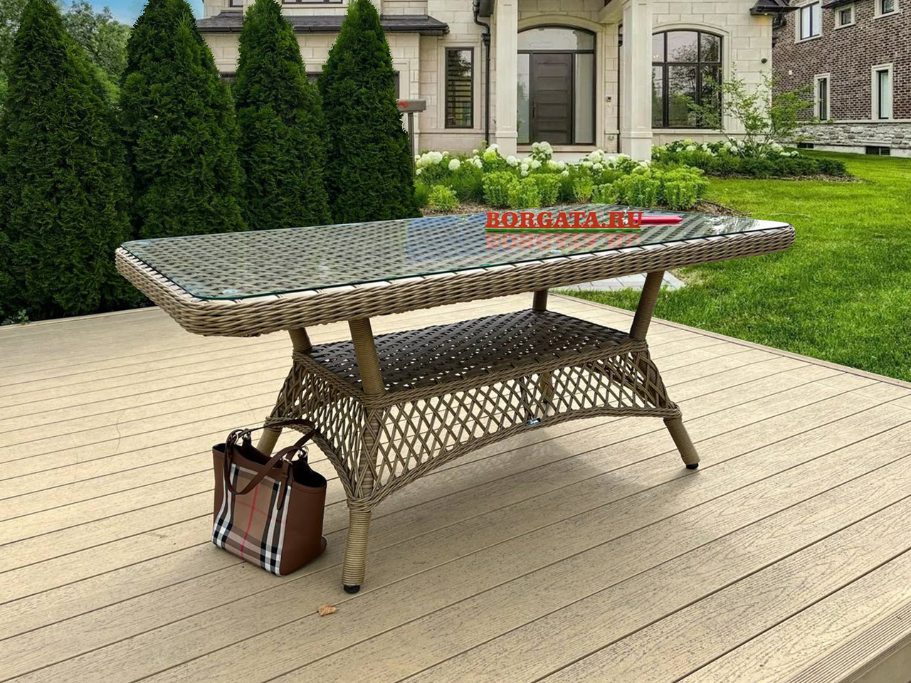 Обеденная группа 180 PROVENCE/FLORENCE/VICTORIA nature с сервировочным столиком для столовой зоны или дачной террасы 