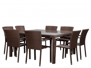 Комплект обеденный 150*150 YALTA/LAGUNE CLASSIC brown на 8 персон для столовой зоны
