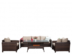 Комплект мебели для обеда и отдыха ARIA brown с диваном 3-х (234) из искусственного ротанга