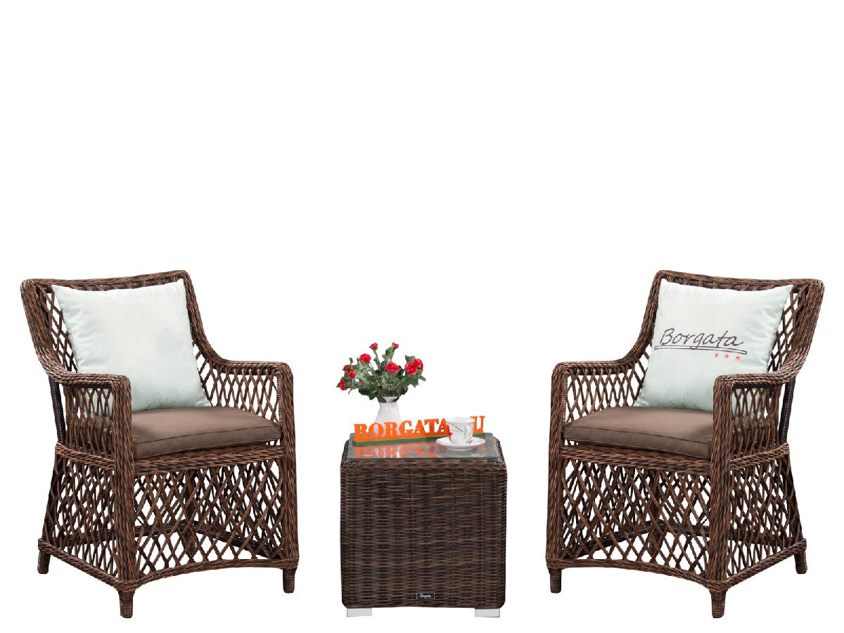 Чайно-кофейный комплект мебели PROVENCE brown на 2 персоны из искусственного ротанга