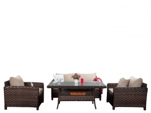Комплект мебели для обеда и отдыха ARIA brown из искусственного ротанга