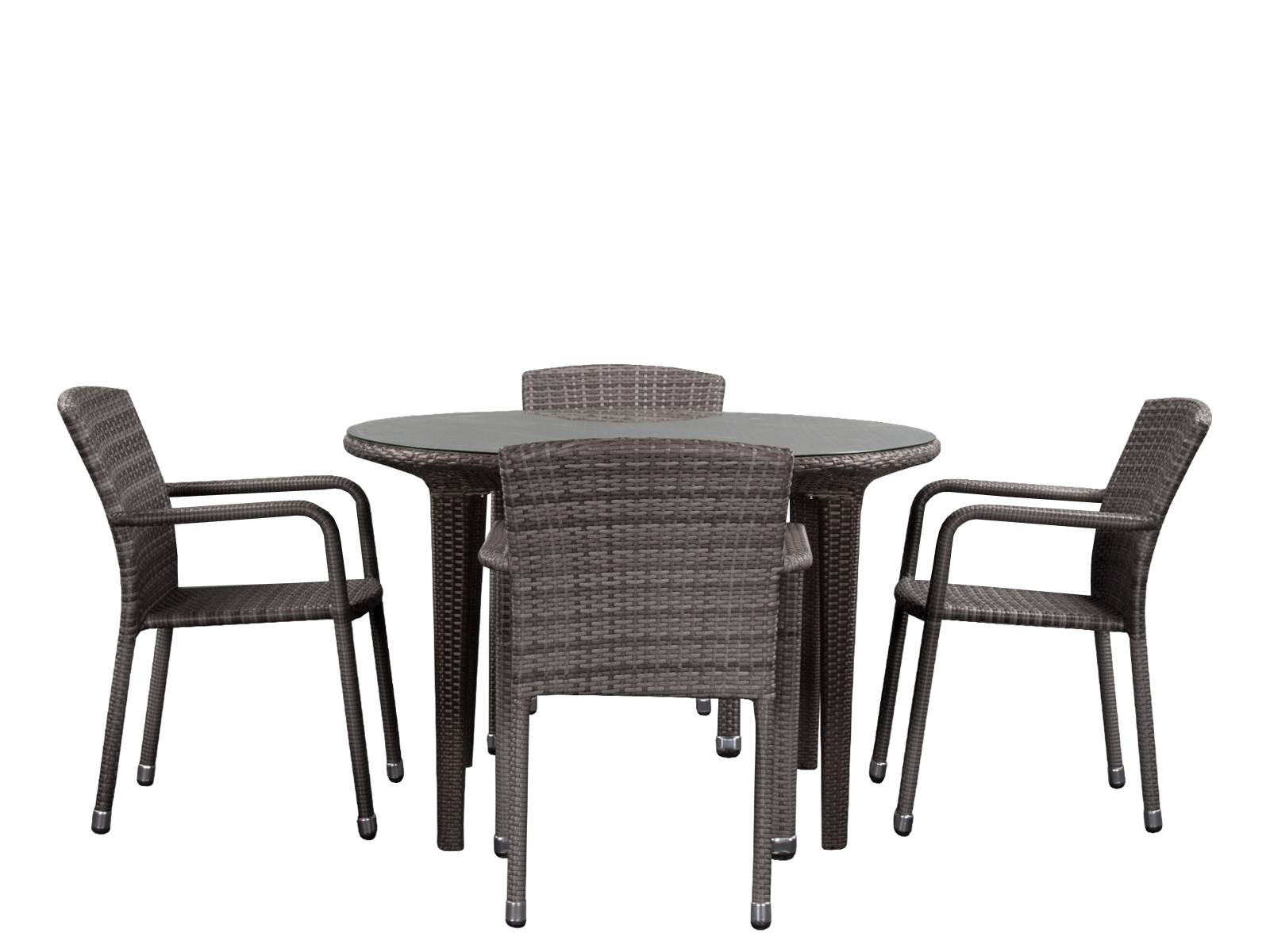 Обеденный комплект мебели YALTA D120 grey 4 персоны