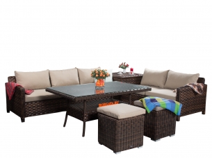 Угловой комплект мебели ARIA brown для обеда и отдыха