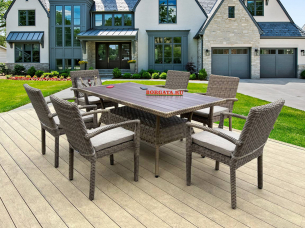 Комплект столовый ДПК 180*90 ARIA/LAGUNE CLASSIC nature на 6 персон для обеденной зоны на террасе загородного дома