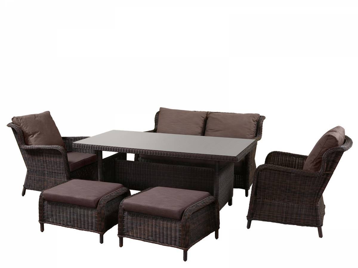 Обеденный комплект мебели GRENNY brown на 6 персон с обеденным столом 180