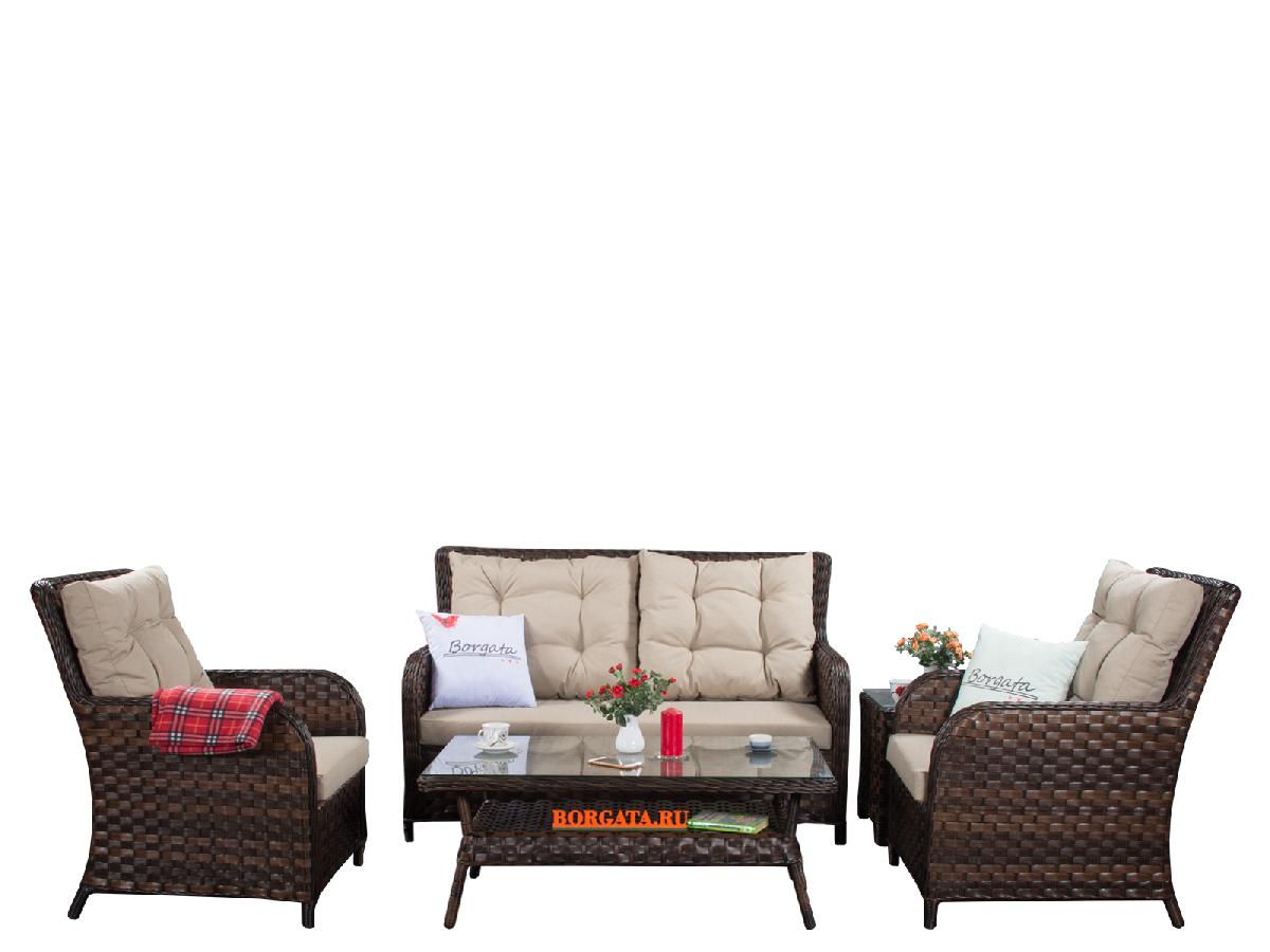 Лаунж зона ARIA CLASSIC brown с диваном 2-х и двумя столиками