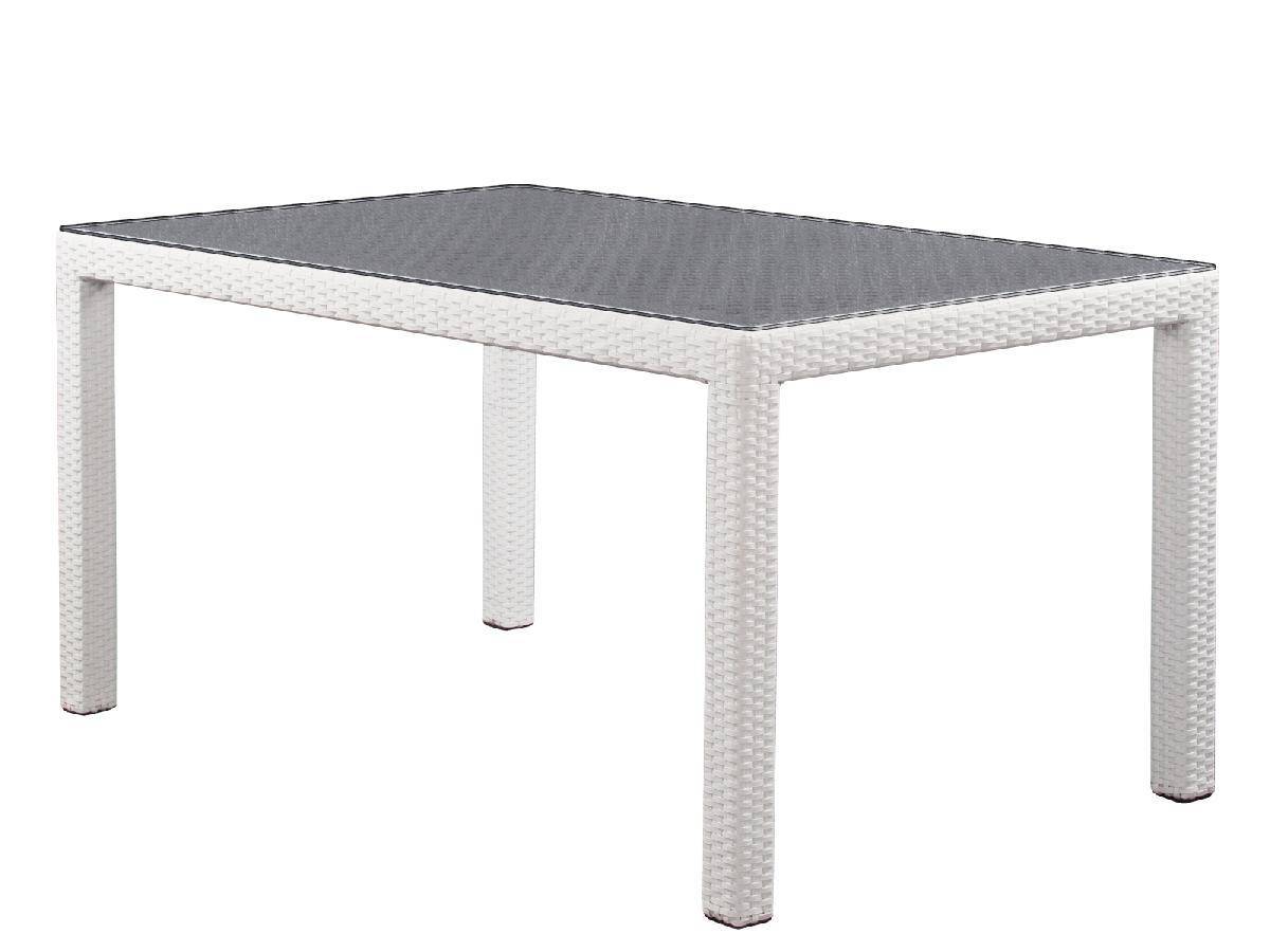 Плетеный обеденный стол YALTA 150*90 white для дачной террасы
