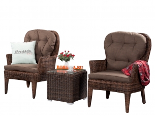 Чайный комплект мебели DREAM brown на 2 персоны плетеный из экоротанга