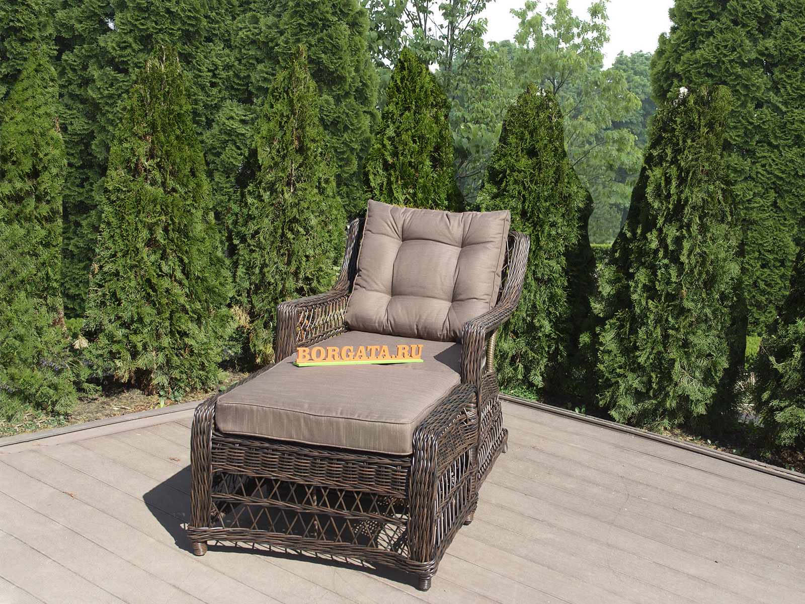 Кресло для отдыха с пуфом для ног PROVENCE brown из экоротанга