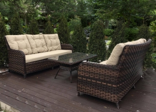 Комплект диванов 3-х ARIA CLASSIC brown с кофейным столиком с подстольем для лаунж зоны