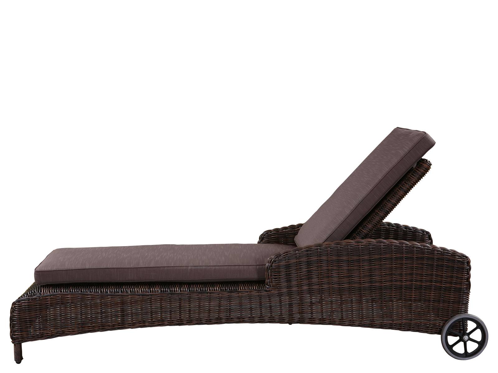Лежак CARDINAL brown с чайным столиком из искусственного ротанга