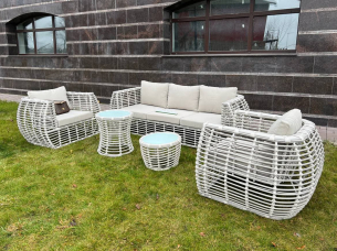 Комплект садовой мебели ROSES white с двумя круглыми столиками премиум сегмент