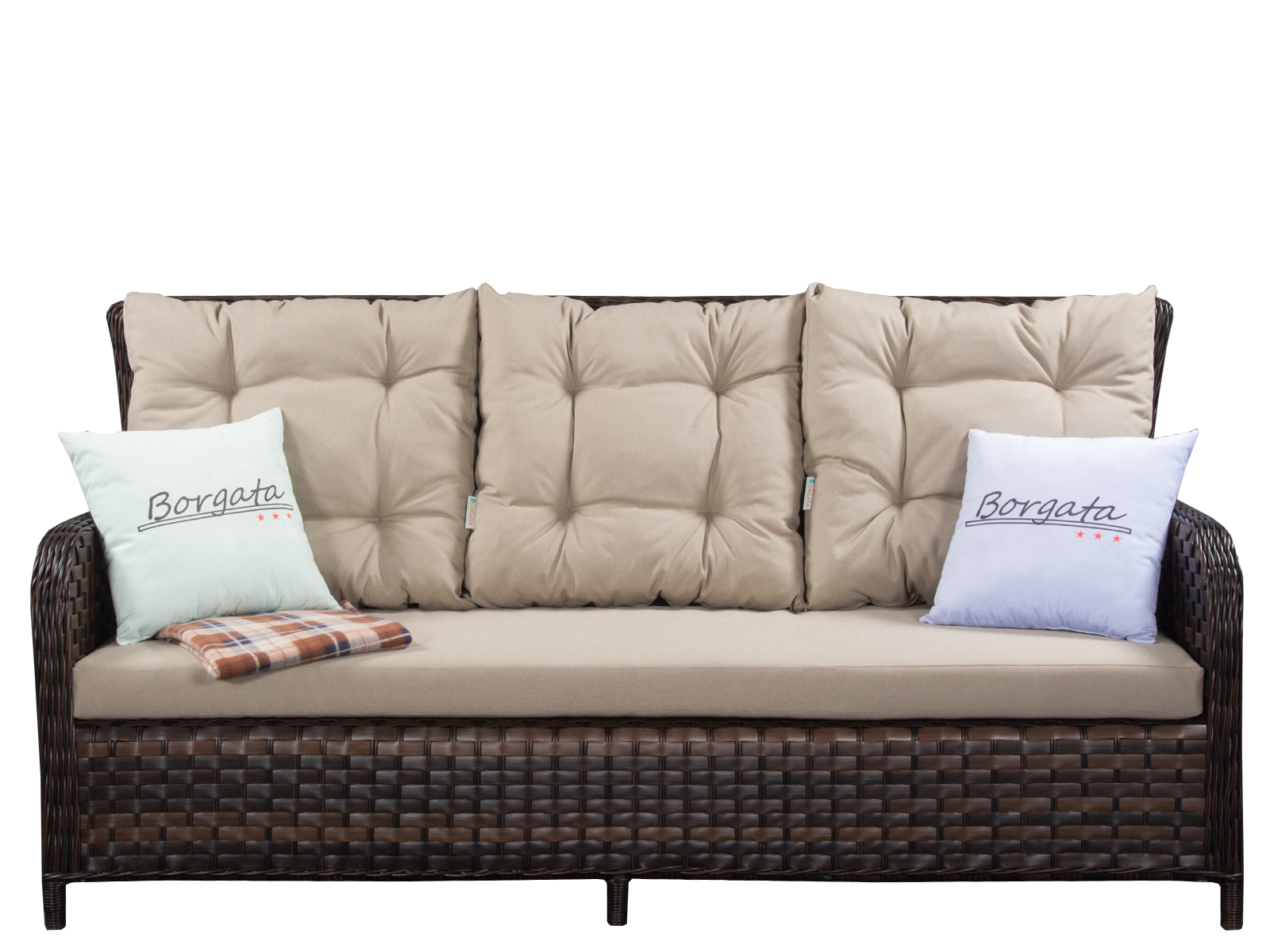 Лаунж зона ARIA CLASSIC brown с диваном 3-х и кофейно-обеденным столом 180