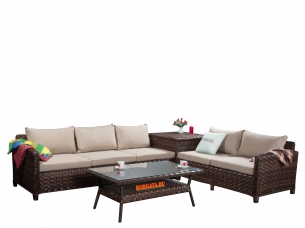 Угловой комплект мебели для отдыха ARIA brown из искусственного ротанга