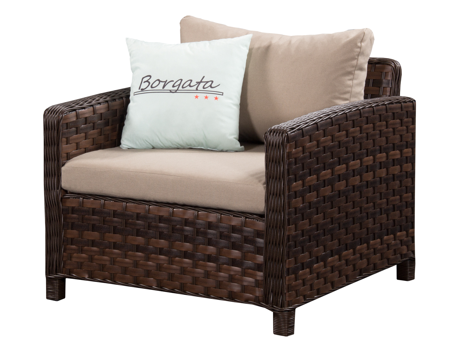 Комплект мебели для обеда и отдыха ARIA brown с диваном 3-х (234) из искусственного ротанга